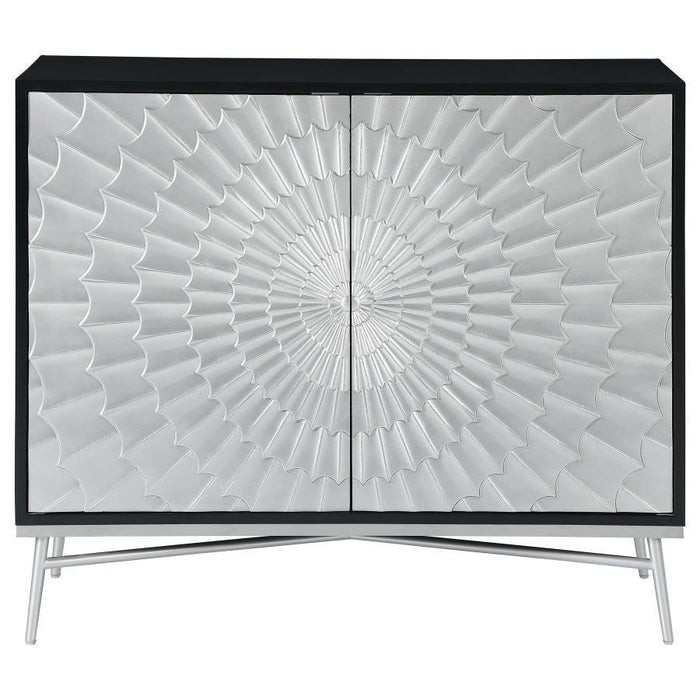 Josie - 2 Door Wood Sunburst Accent Cabinet - Black And Silver - JaxCo Furniture