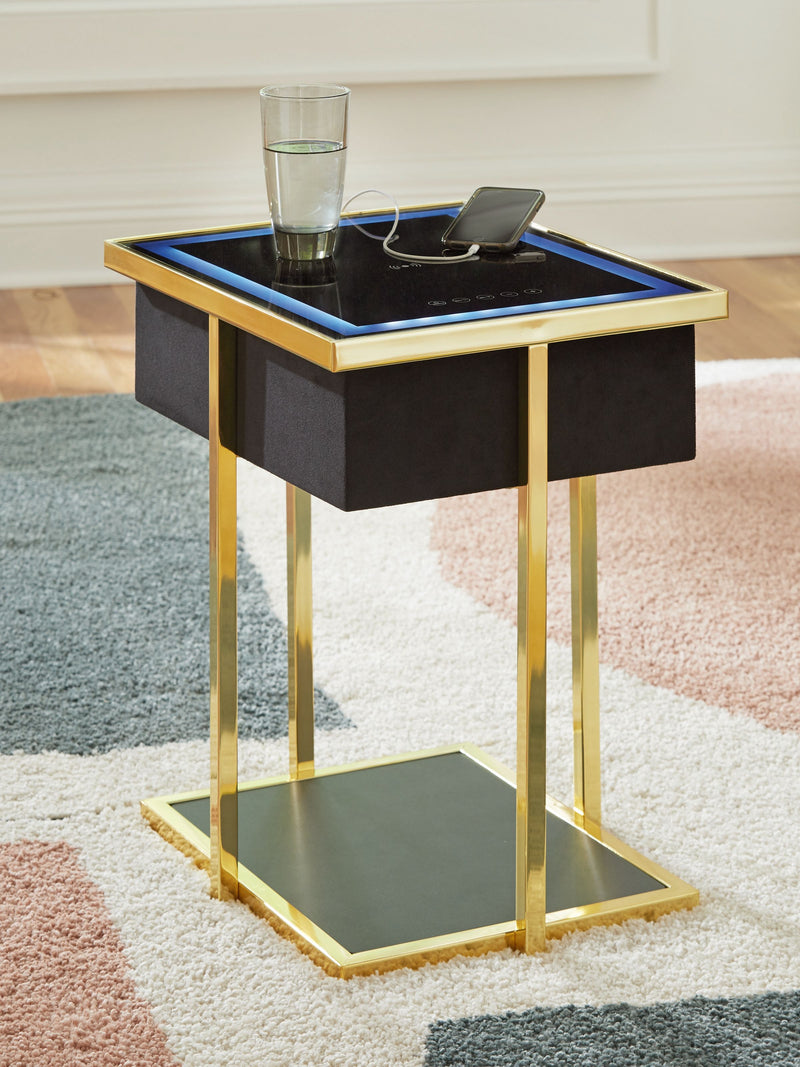 Rexwell - Black / Gold Finish - Accent Table With Speaker - JaxCo Furniture