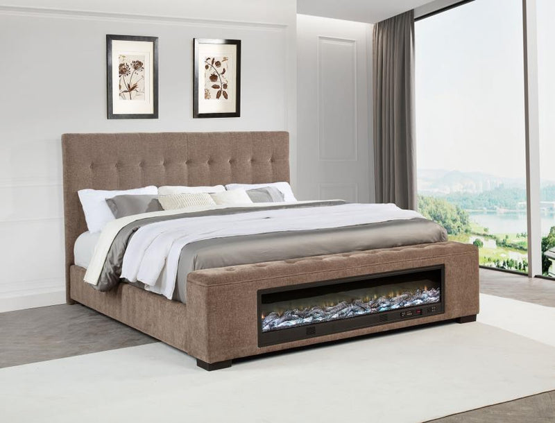 Senna - Upholstered Audio Flame Visualizer Bed - JaxCo Furniture