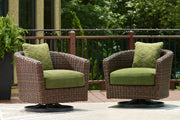 Horizon Hall - Brown / Green - Swivel Lounge With Cushion - JaxCo Furniture