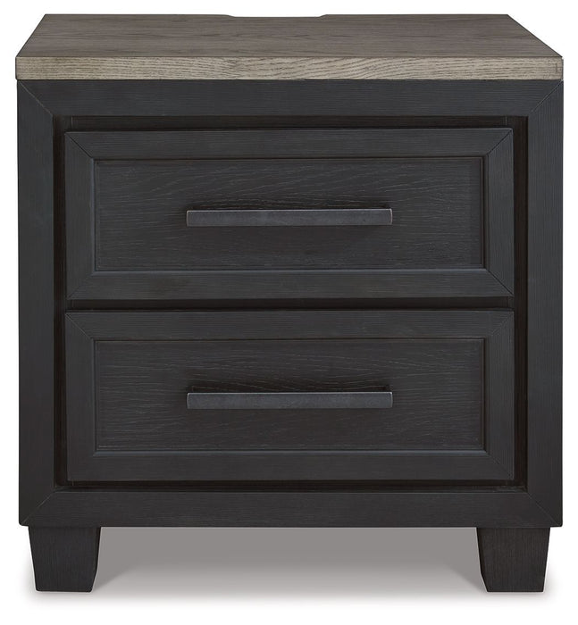 Foyland - Black / Brown - Two Drawer Night Stand