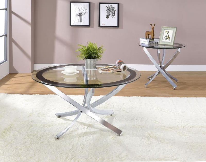 Brooke - Round Glass Top Coffee Table Set - JaxCo Furniture