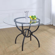 Aviano - Round Glass Top Metal Dining Table - Gunmetal - JaxCo Furniture