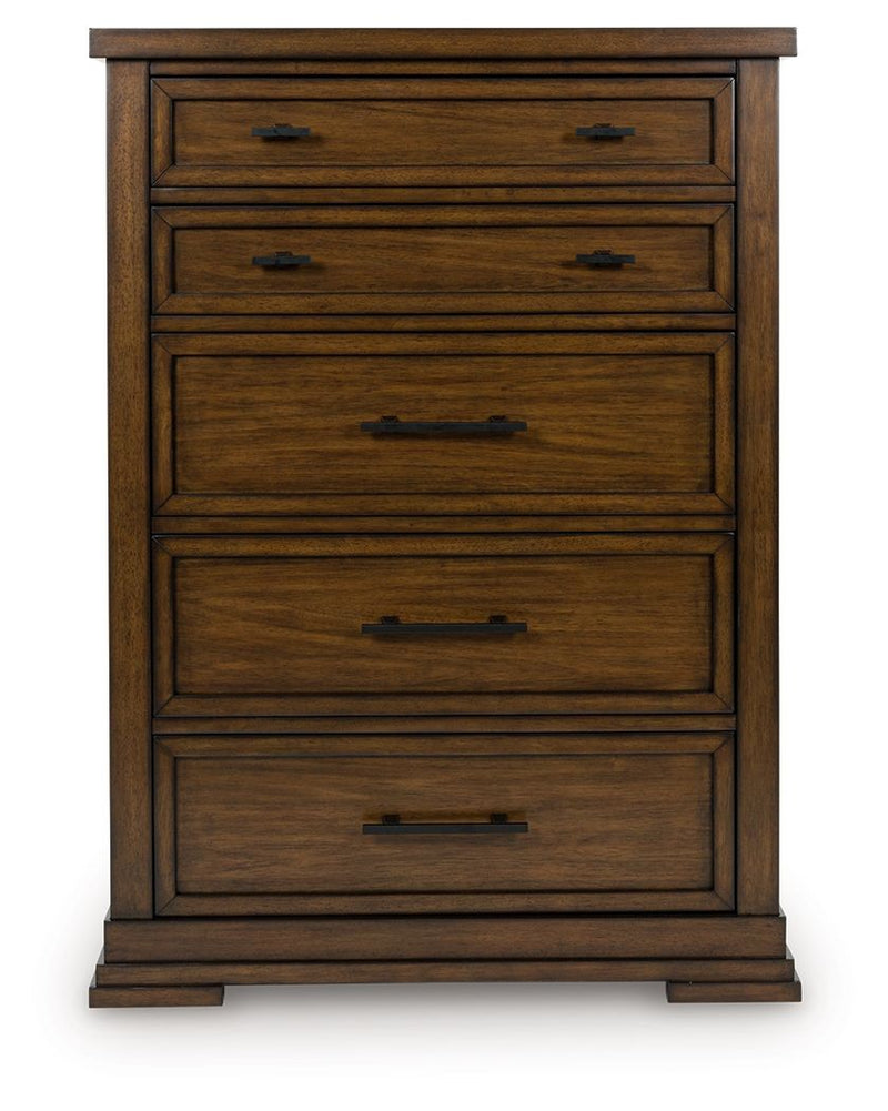 Taffenbrook - Medium Brown - Five Drawer Chest - JaxCo Furniture