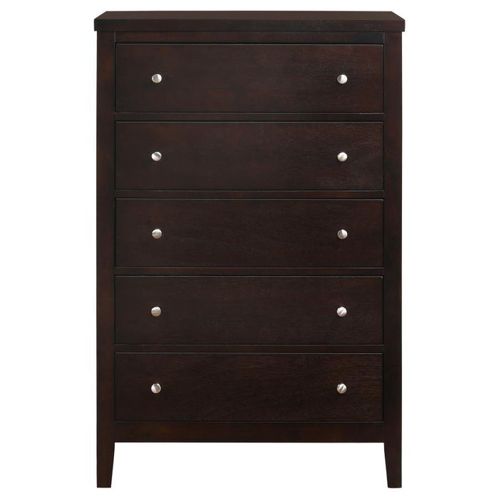 Carlton - 5-Drawer Bedroom Chest - Cappuccino - JaxCo Furniture