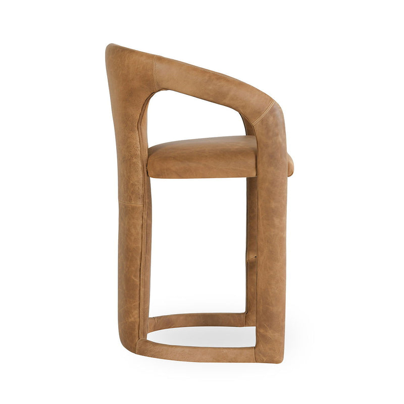 Archie - Distressed Leather Counter Stool - JaxCo Furniture