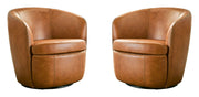 Barolo - 100% Italian Leather Swivel Club Chair (Set of 2) - JaxCo Furniture
