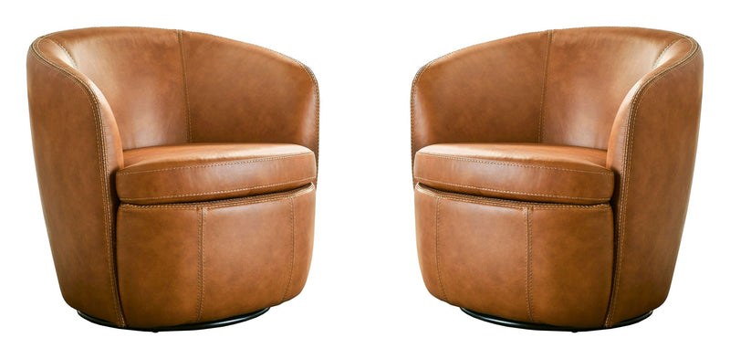 Barolo - 100% Italian Leather Swivel Club Chair (Set of 2) - JaxCo Furniture
