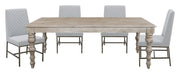 Crossings - Eden Rectangular Dining Table With 4 Upholstered Chairs - Toasted Tumbleweed & Pearl Silver - JaxCo Furniture
