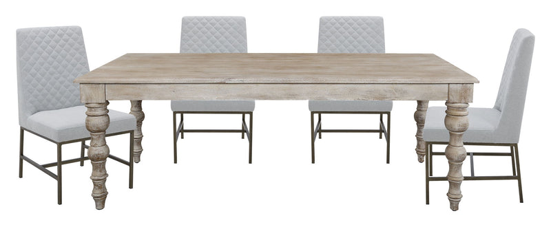 Crossings - Eden Rectangular Dining Table With 4 Upholstered Chairs - Toasted Tumbleweed & Pearl Silver - JaxCo Furniture