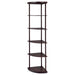 Bonwick - 5-Shelf Corner Bookshelf - Cappuccino - JaxCo Furniture