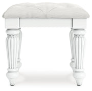 Kozlani - Vanity Upholstered Stool - White - JaxCo Furniture