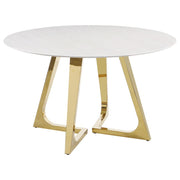 Gwynn - Round Marble Stainless Steel Dining Table - Gold - JaxCo Furniture