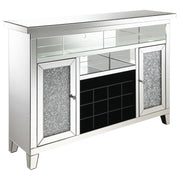 Melinda - 2-Door LED Mirrored Wine Storage Bar Cabinet - Silver - JaxCo Furniture