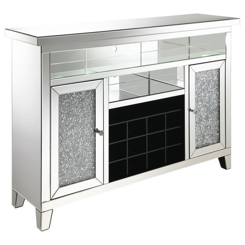 Melinda - 2-Door LED Mirrored Wine Storage Bar Cabinet - Silver - JaxCo Furniture
