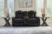 Caveman Den - Midnight - Power Reclining Loveseat with Console/ Adj Hdrst - JaxCo Furniture