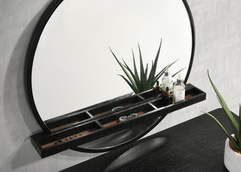Arini - Round Vanity Wall Mirror With Shelf - JaxCo Furniture