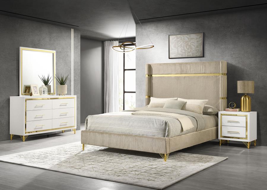 Lucia - Bedroom Set With Upholstered Wingback Panel Bed - JaxCo Furniture