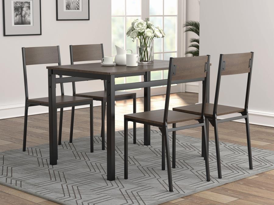 Lana - 5 Piece Rectangular Dining Set - Dark Brown And Black - JaxCo Furniture