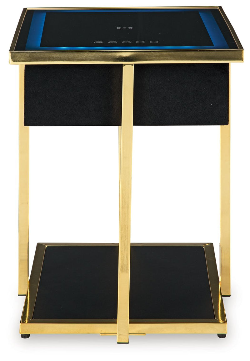 Rexwell - Black / Gold Finish - Accent Table With Speaker - JaxCo Furniture
