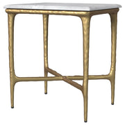 Baldwin - Rectangular Marble Top Side Table - White And Gold - JaxCo Furniture