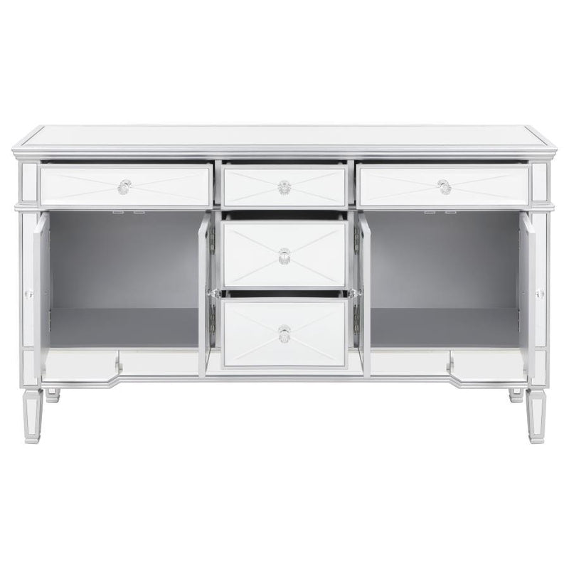 Duchess - 5-Drawer Mirrored Storage Accent Cabinet - Silver - JaxCo Furniture