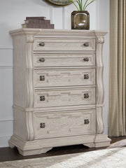 Bruchandi - Antique White - Five Drawer Chest - JaxCo Furniture