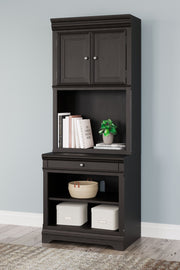 Beckincreek - Black - Bookcase With Door Hutch - JaxCo Furniture