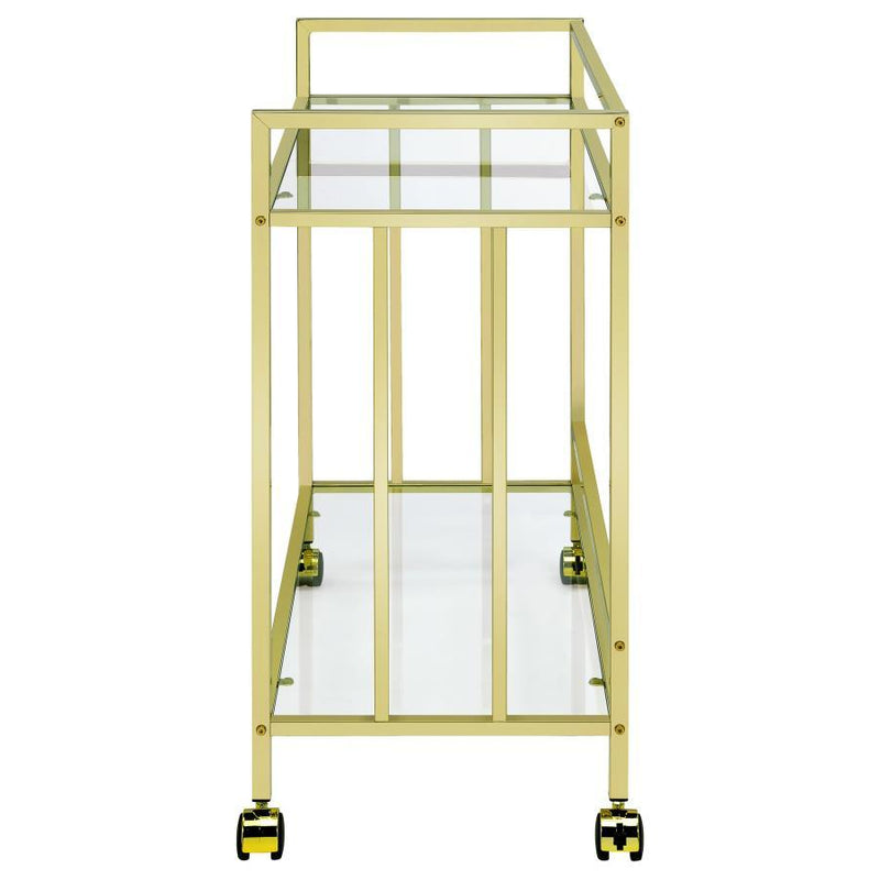 Cara - 2-tier Rectangular Glass Shelf Metal Bar Cart - JaxCo Furniture