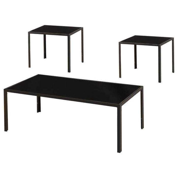 Brock - Rectangular Glass Top Coffee Table Set - Black - JaxCo Furniture