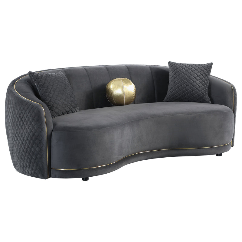 Brookside - Velvet Upholstered Curved Sofa - Dark Gray - JaxCo Furniture
