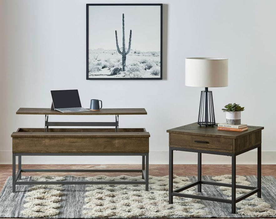 Byers - 1-Drawer Square Engineered Wood End Table - Brown Oak - JaxCo Furniture