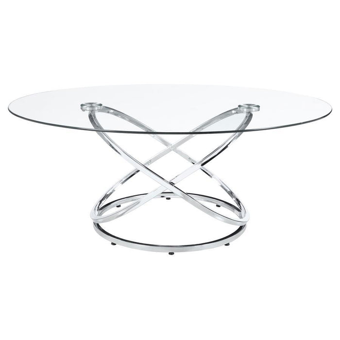 Warren - 3 Piece Oval Glass Top Coffee Table Set - Chrome - JaxCo Furniture