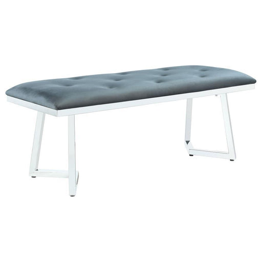 Beaufort - Velvet Upholstered Dining Bench - Steel Gray - JaxCo Furniture