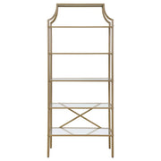 Serena - 5-Shelf Glass Bookshelf - Gold - JaxCo Furniture