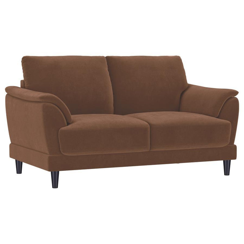 Selma - Velvet Upholstered Crescent Arm Loveseat - Rust - JaxCo Furniture