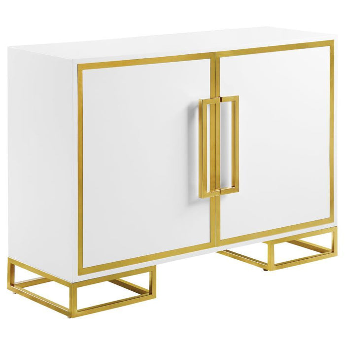 Elsa - 2 Door Wood Storage Accent Cabinet - White And Gold - JaxCo Furniture