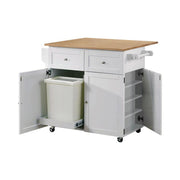 Jalen - 3 Door Mobile Kitchen Cart - Natural Brown And White - JaxCo Furniture