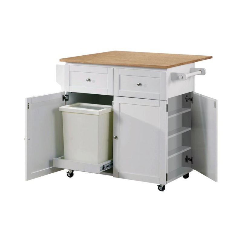 Jalen - 3 Door Mobile Kitchen Cart - Natural Brown And White - JaxCo Furniture