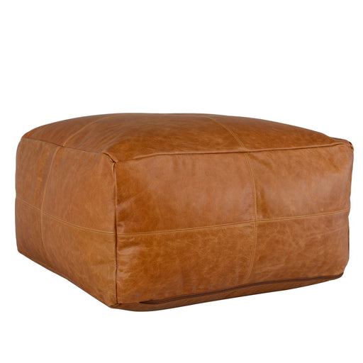 Poufs - Leather Dumont Pouf - Chestnut - JaxCo Furniture