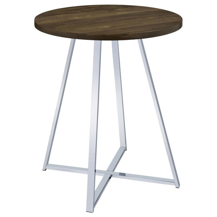 Burkhart - Round Pub Height Bistro Bar Table - Brown Oak - JaxCo Furniture