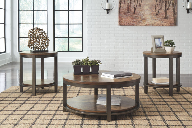 Roybeck - Light Brown / Bronze - Occasional Table Set (Set of 3) - JaxCo Furniture