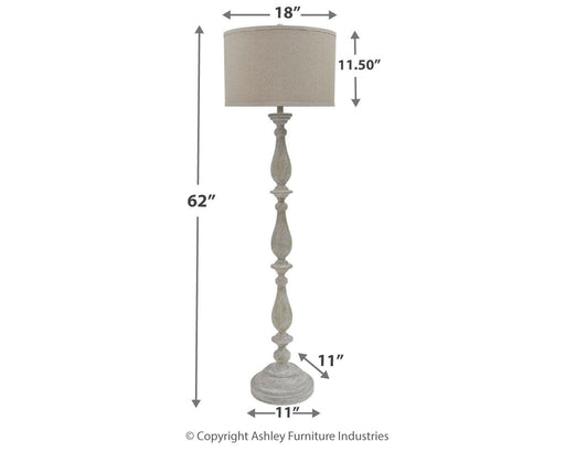 Bernadate - Whitewash - Poly Floor Lamp - JaxCo Furniture