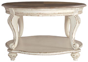 Realyn - White / Brown - Oval Cocktail Table - JaxCo Furniture