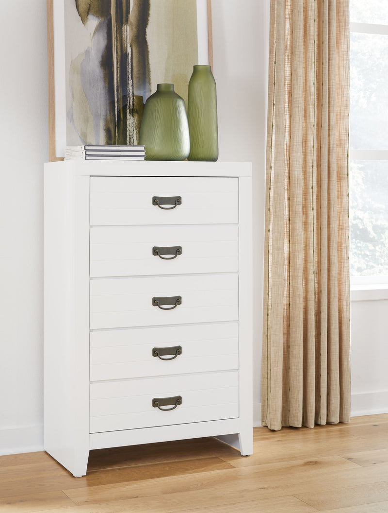 Binterglen - White - Five Drawer Chest - JaxCo Furniture