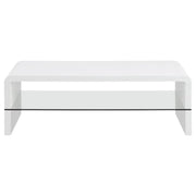 Airell - Rectangular Coffee Table With Shelf - White High Gloss - JaxCo Furniture