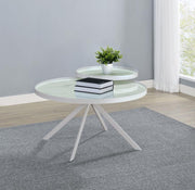 Briggs - Round Marble Printed Glass Top Coffee Table - JaxCo Furniture