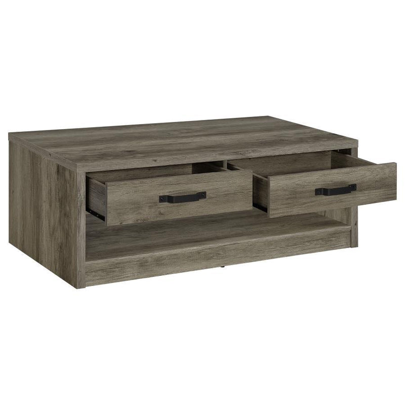 Felix - 2-Drawer Engineered Wood Coffee Table - Gray Driftwood - JaxCo Furniture