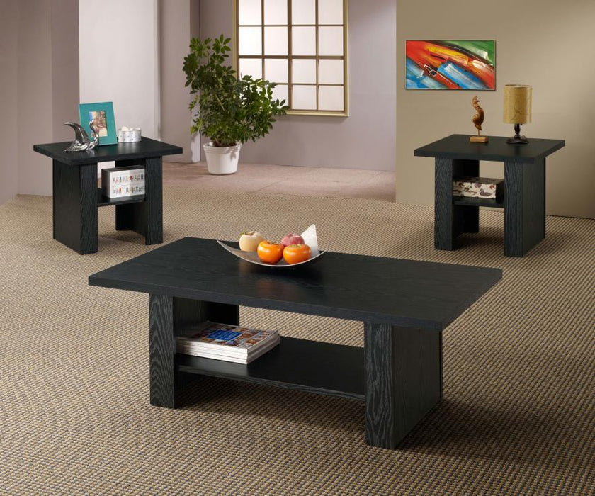 Rodez - 3 Piece Engineered Wood Coffee Table Set - Black Oak - JaxCo Furniture