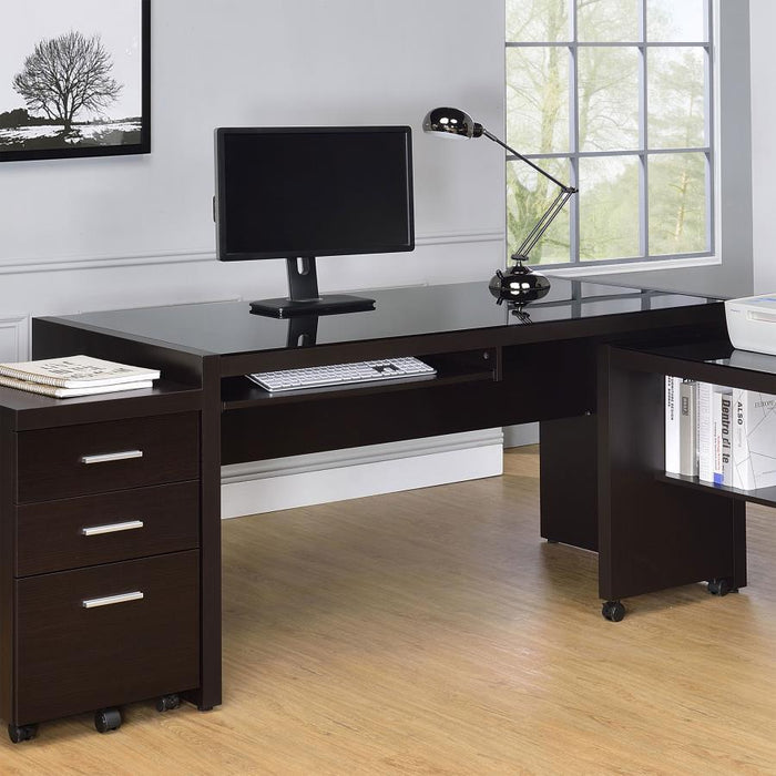 Skeena - Computer Desk With Keyboard Drawer - Cappuccino - JaxCo Furniture